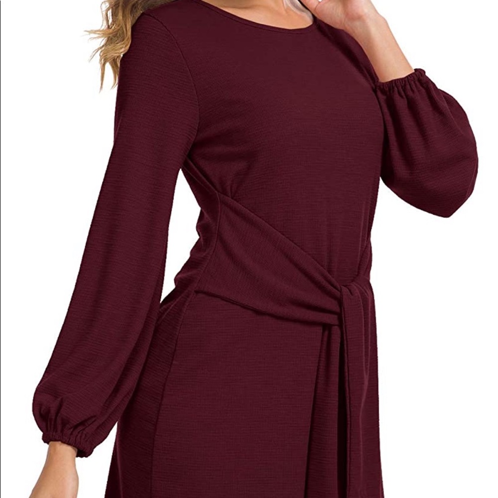 Long Sleeve Tie Waist Dress - Picture 2 of 4